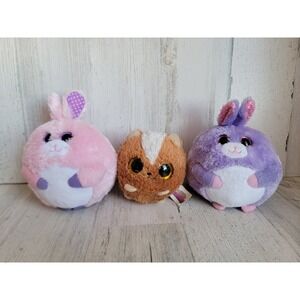 Plush Easter bunny pink purple stuffed animal chipmunk squirrel toy set